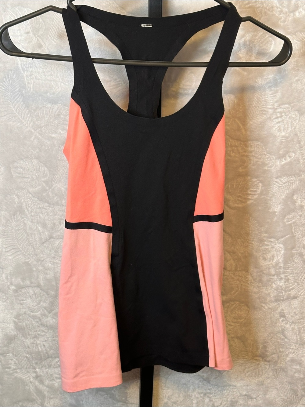 lululemon athletica Black Tank with Coral and Light Pink Panels